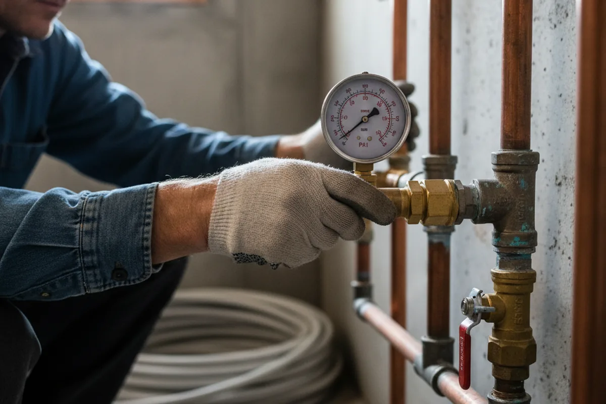 Pressure testing a repaired line during Water Line Repair in Mayodan